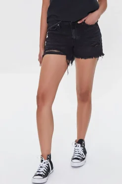 Recycled Cotton Frayed Denim Shorts