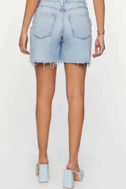 Recycled Cotton Frayed Denim Shorts