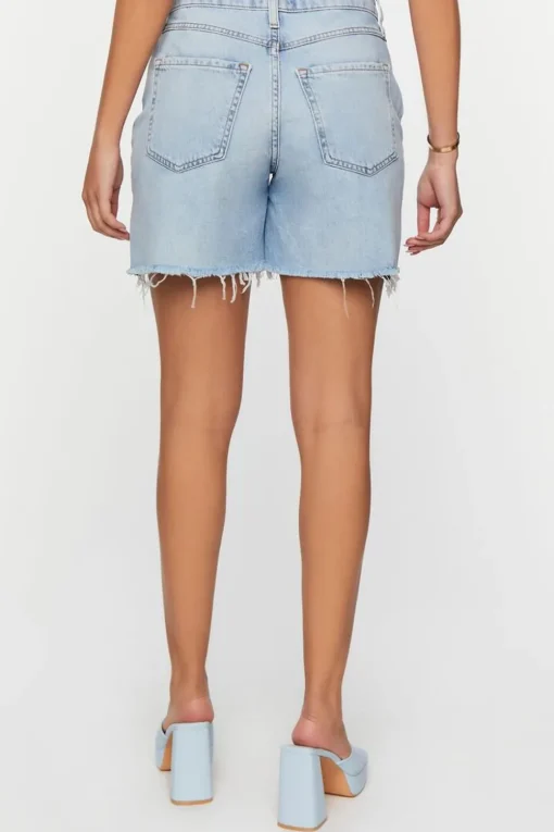 Recycled Cotton Frayed Denim Shorts