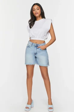 Recycled Cotton Frayed Denim Shorts