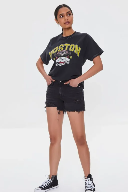 Recycled Cotton Frayed Denim Shorts