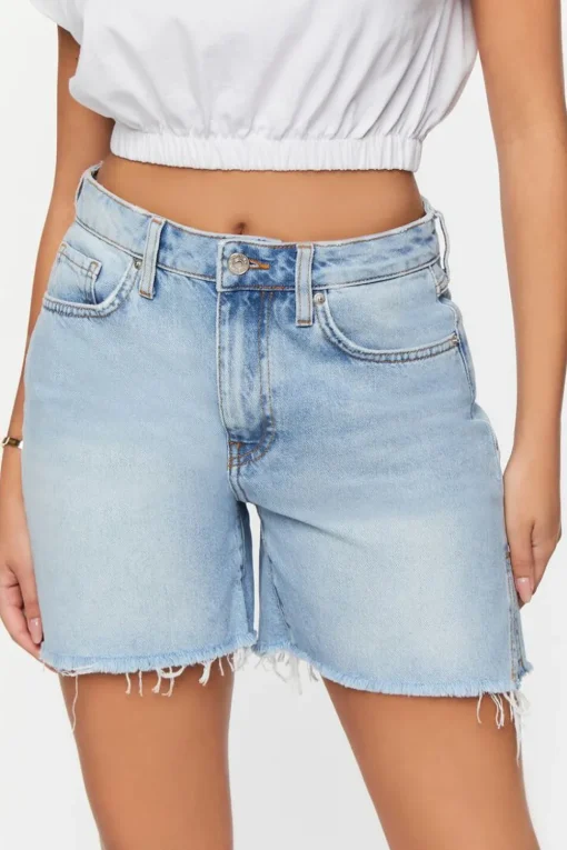 Recycled Cotton Frayed Denim Shorts