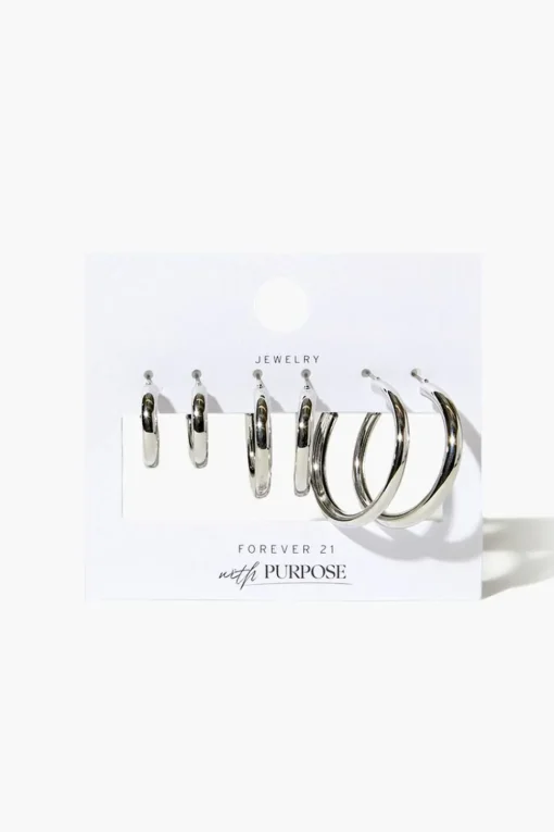 Recycled Metal Hoop Earring Set