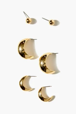 Recycled Metal Stud & Hoop Earring Set