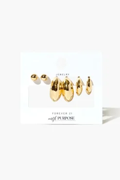 Recycled Metal Stud & Hoop Earring Set