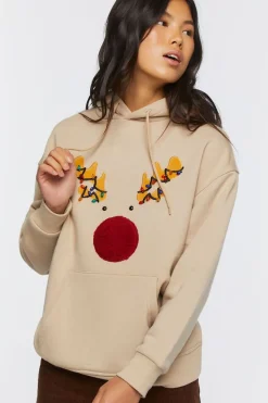 Reindeer Embroidered Graphic Hoodie