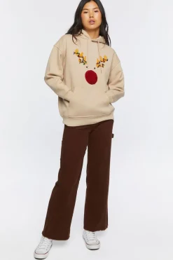 Reindeer Embroidered Graphic Hoodie