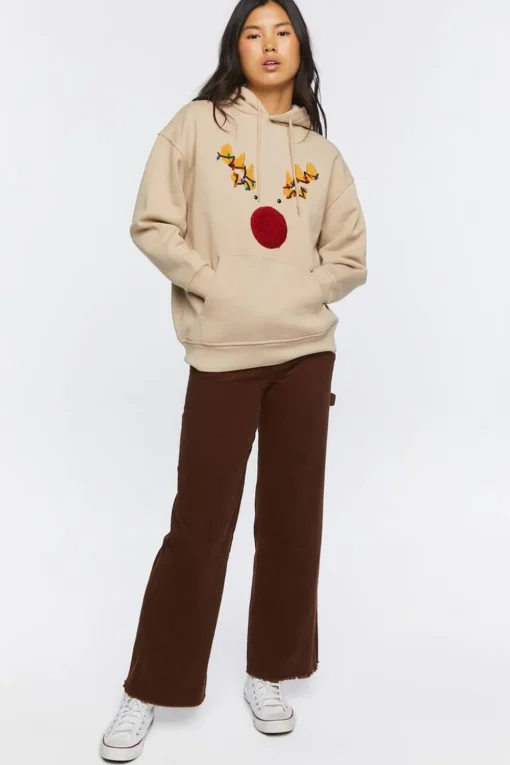 Reindeer Embroidered Graphic Hoodie
