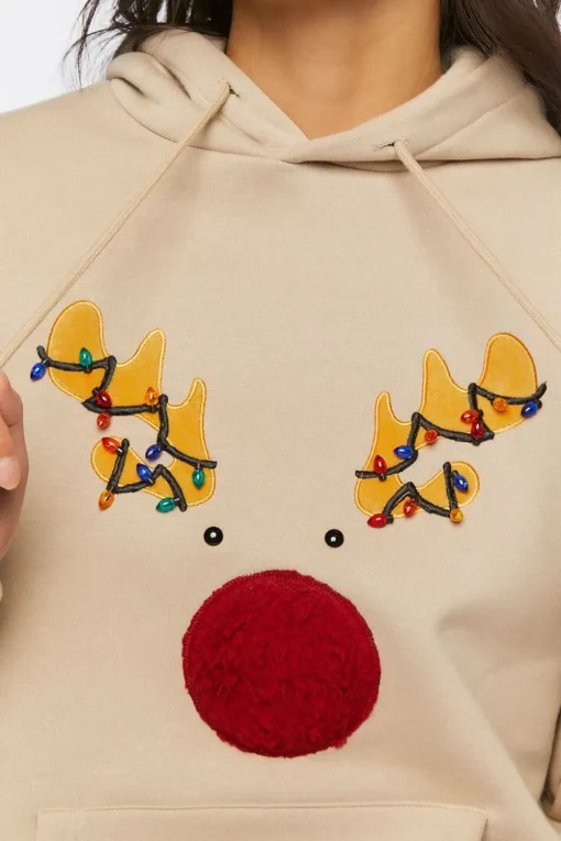 Reindeer Embroidered Graphic Hoodie
