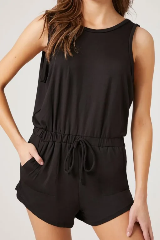 Relaxed Drawstring Tank Romper