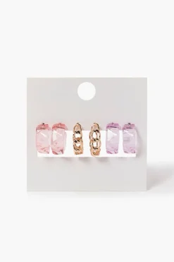 Resin Open-End Hoop Earring Set