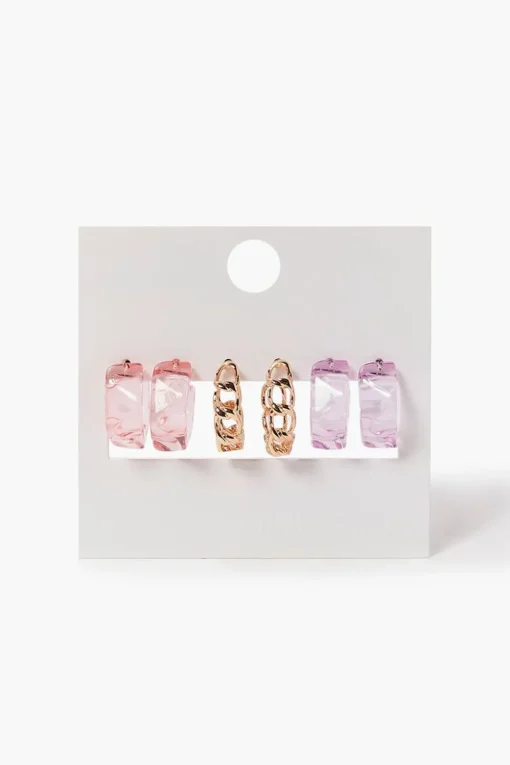 Resin Open-End Hoop Earring Set