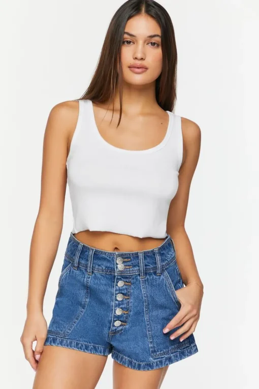 Retro High-Rise Denim Shorts