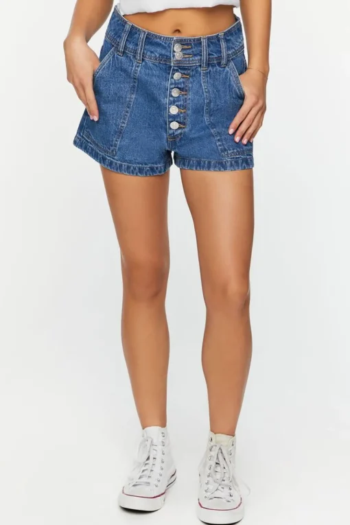 Retro High-Rise Denim Shorts