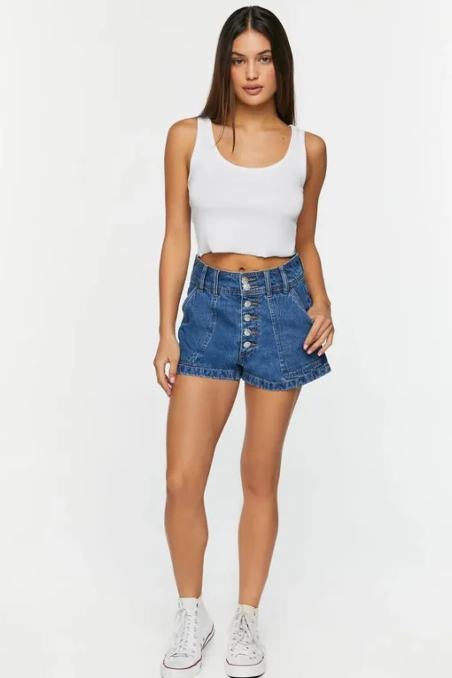 Retro High-Rise Denim Shorts