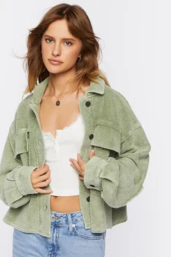 Reverse Fleece Cropped Shacket