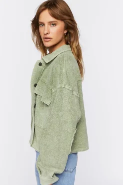 Reverse Fleece Cropped Shacket