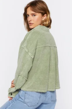 Reverse Fleece Cropped Shacket