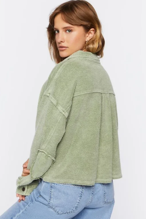 Reverse Fleece Cropped Shacket