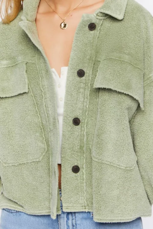 Reverse Fleece Cropped Shacket
