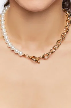 Reworked Faux Pearl Toggle Necklace