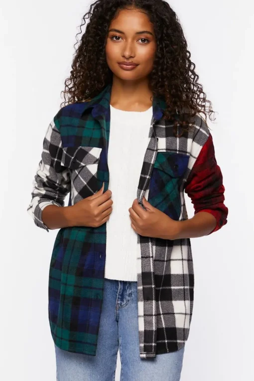 Reworked Mixed Plaid Flannel Shirt
