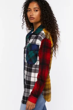 Reworked Mixed Plaid Flannel Shirt