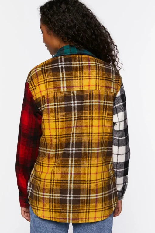 Reworked Mixed Plaid Flannel Shirt