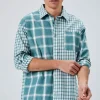 Reworked Plaid Button-Front Shirt