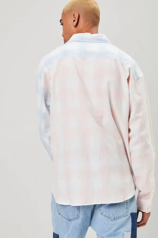Reworked Plaid Button-Front Shirt