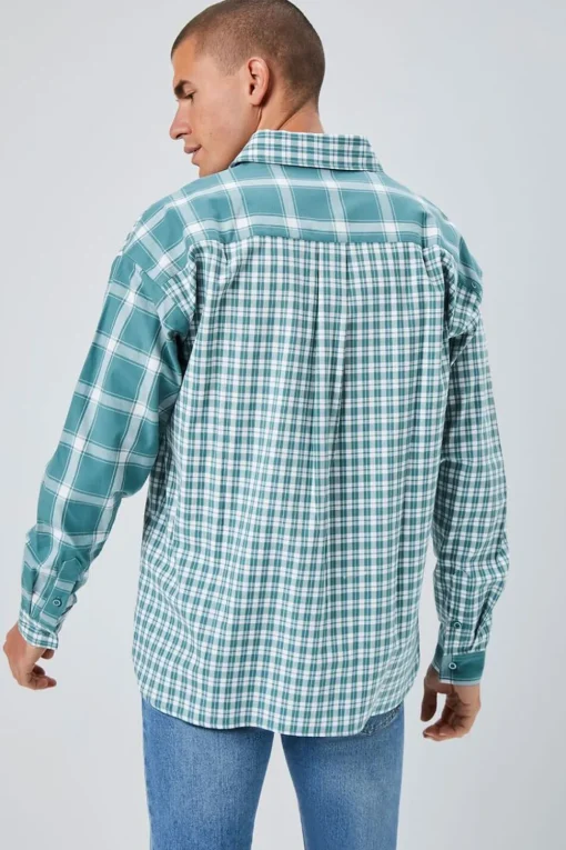 Reworked Plaid Button-Front Shirt