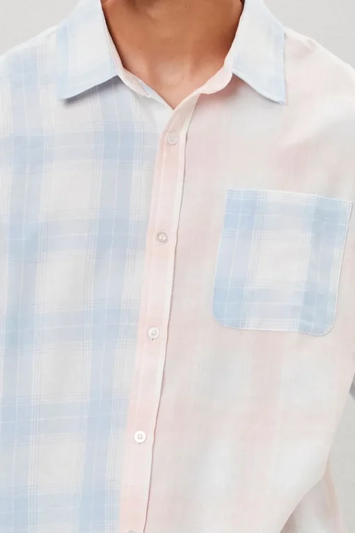 Reworked Plaid Button-Front Shirt