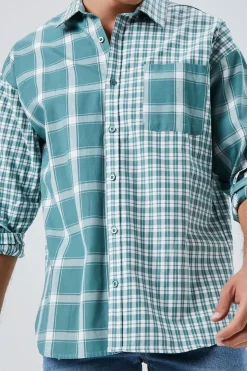 Reworked Plaid Button-Front Shirt