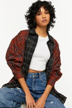 Reworked Plaid High-Low Shirt