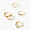 Rhinestone & Faux Gem Ring Set