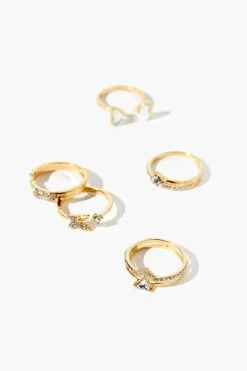 Rhinestone & Faux Gem Ring Set