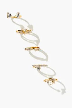 Rhinestone & Faux Gem Ring Set
