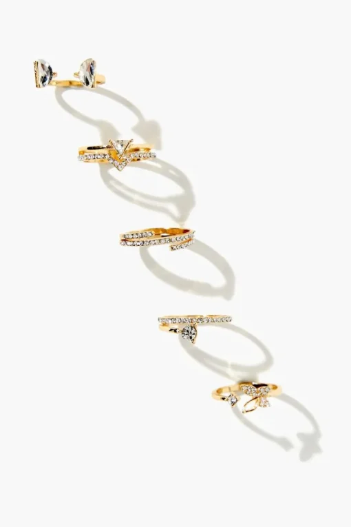 Rhinestone & Faux Gem Ring Set