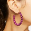 Rhinestone Beaded Hoop Earrings