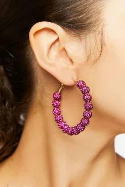 Rhinestone Beaded Hoop Earrings