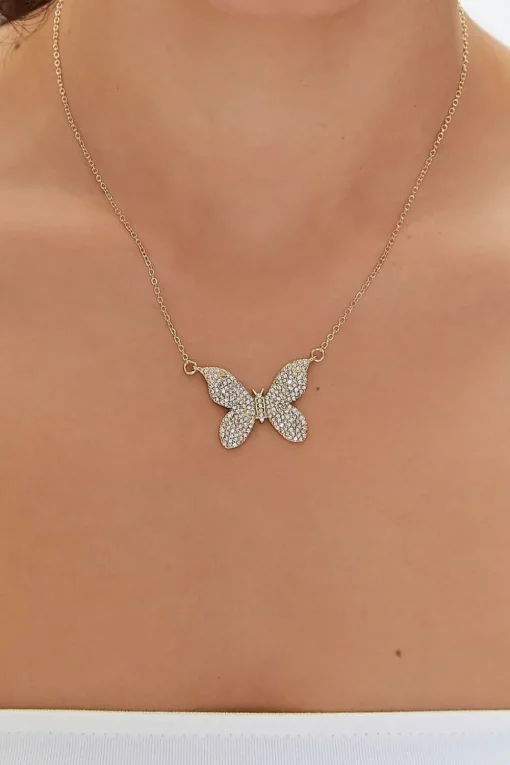 Rhinestone Butterfly Chain Necklace