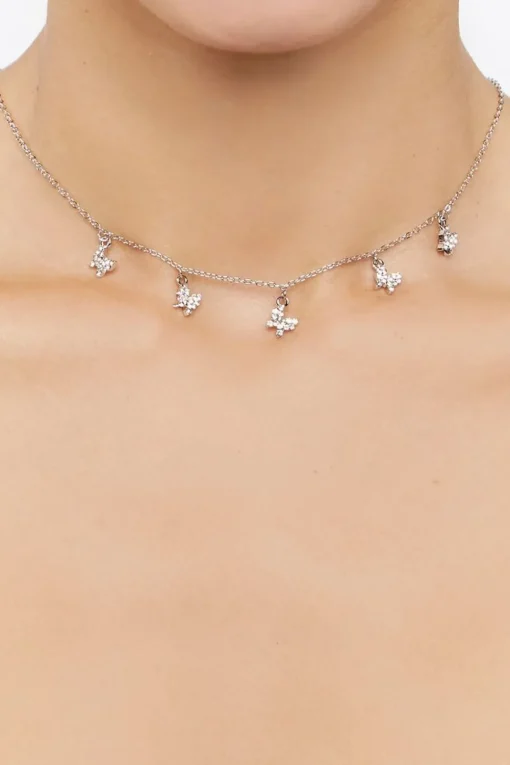 Rhinestone Butterfly Charm Necklace