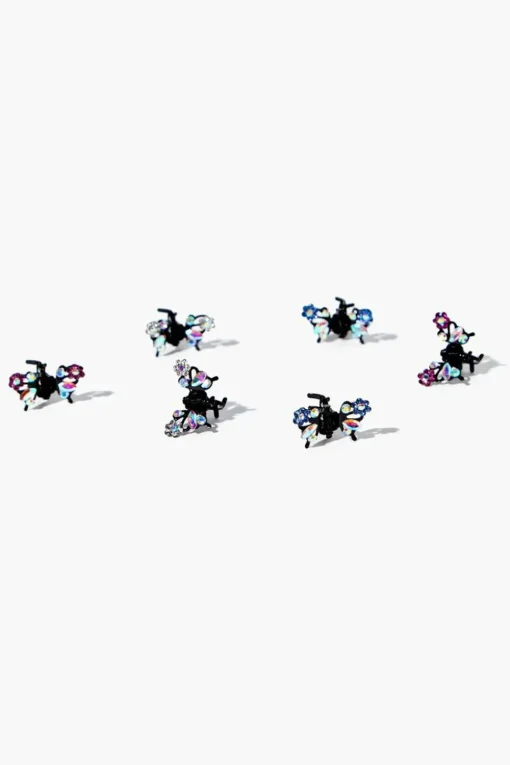 Rhinestone Butterfly Mini Claw Clip Set