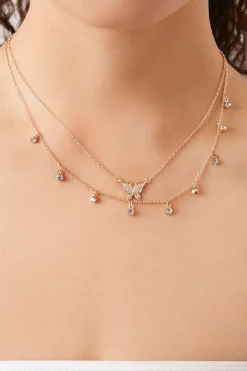Rhinestone Butterfly Necklace Set