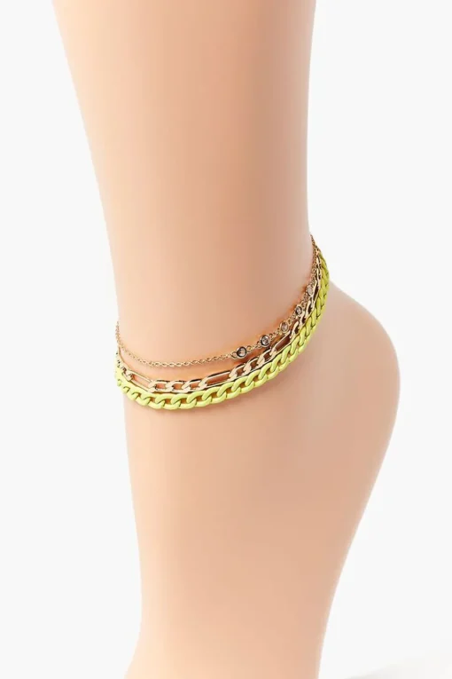 Rhinestone Chain Anklet Set