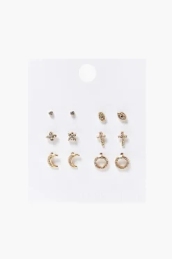 Rhinestone Crescent Moon Charm Set