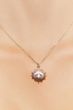 Rhinestone Eye Charm Necklace