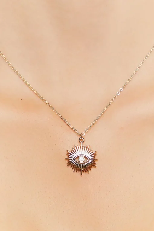 Rhinestone Eye Charm Necklace