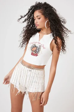 Rhinestone Fringe Chain Belt