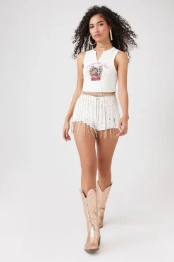 Rhinestone Fringe Chain Belt